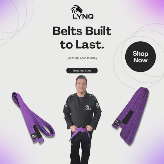 LYNQ Brazillian Jiu-Jitsu Belt purple with man wearing